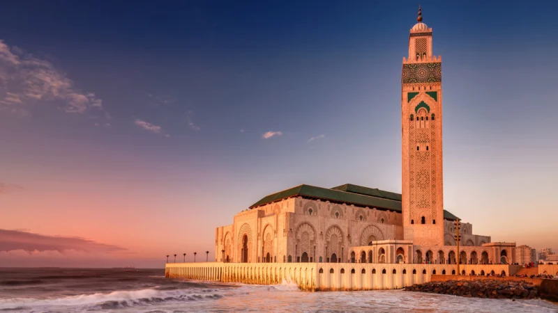 Hassan-Ii-Mosque Casablanca sunset time